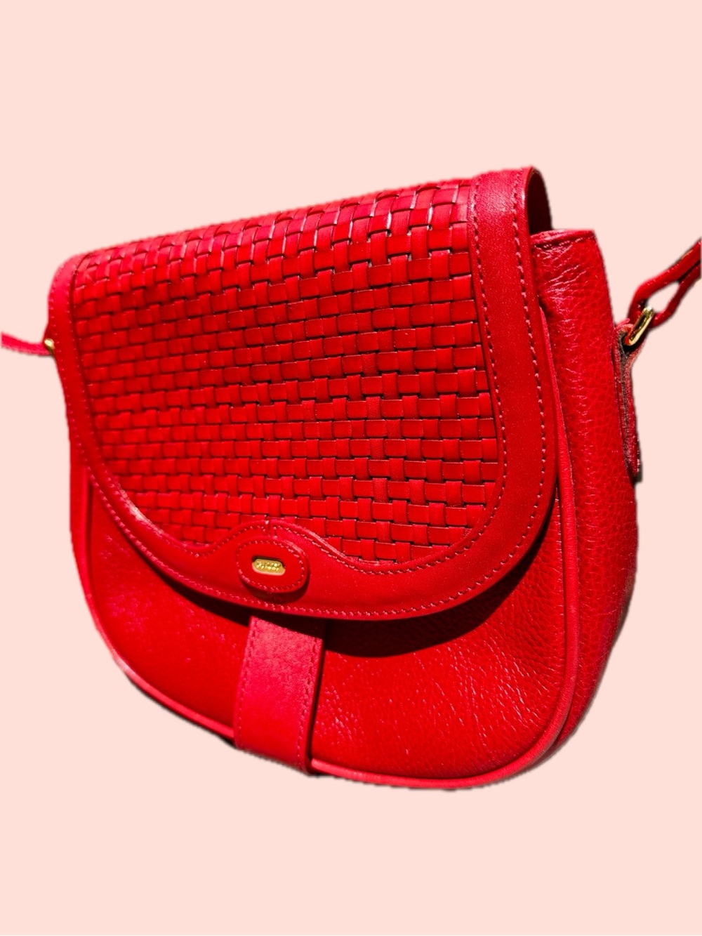 Bally Red Woven Leather Crossbody Bag